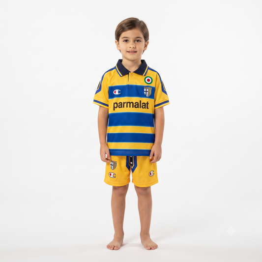 Kit Infantil Parma Away 98/99 Retrô Champion  - Amarelo e Azul