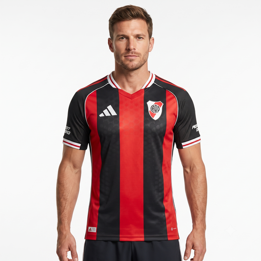 River Plate Away 25/26 Jogador Masculino Adidas - Preto e Vermelho