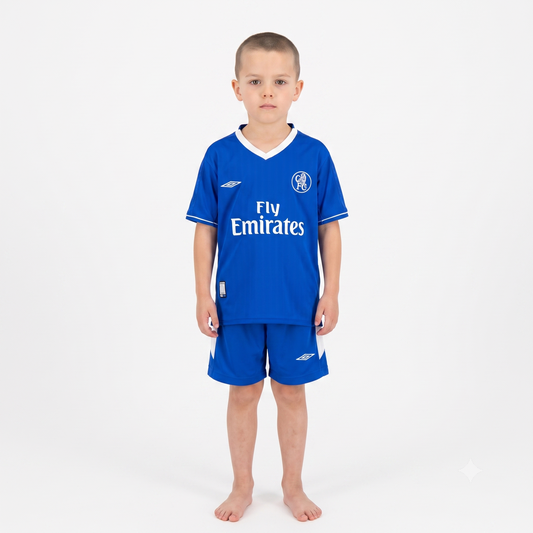 Kit Infantil Chelsea Home Retrô 03/04 - Azul