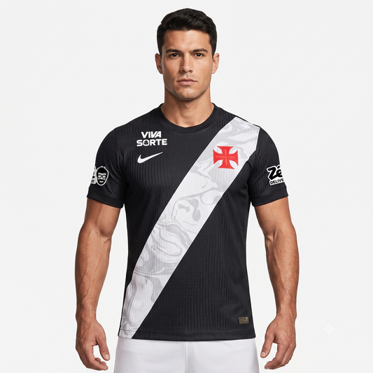 Vasco Home 26/27 Jogador Com Patrocínios Nike - Preta e Branca