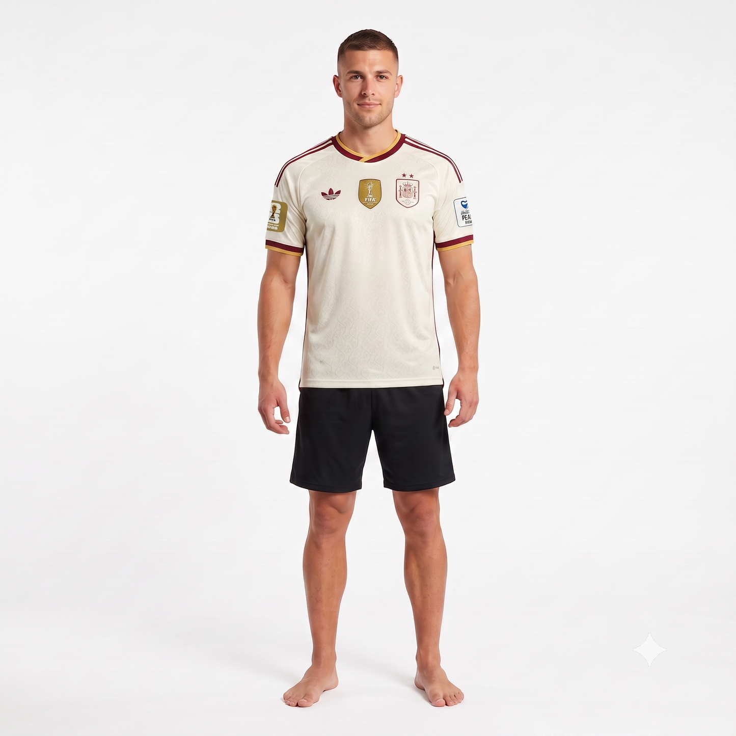 Espanha Away Duas Estrelas + Patchs 26/27 Adidas Jogador - Branca