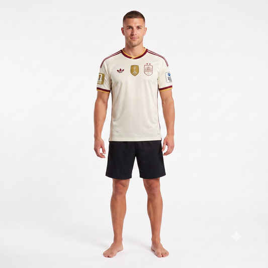 Espanha Away Duas Estrelas + Patchs 26/27 Adidas Jogador - Branca