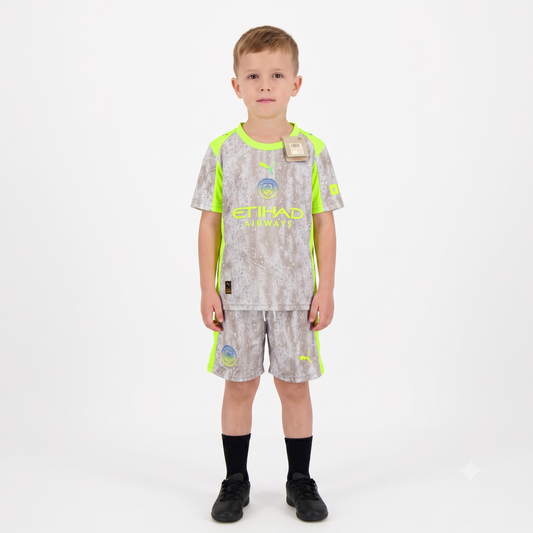 Kit Infantil Manchester City Fourth 25/26 - Cinza