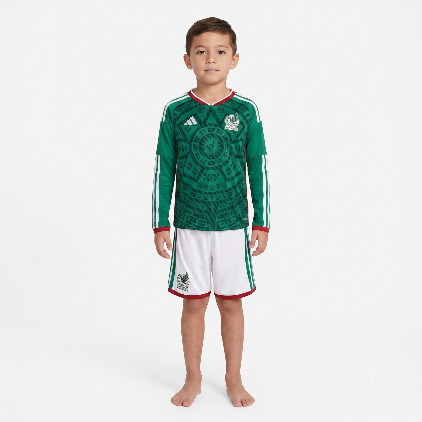 Kit Infantil México Home Manga Longa 26/27  - Verde