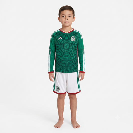 Kit Infantil México Home Manga Longa 26/27  - Verde