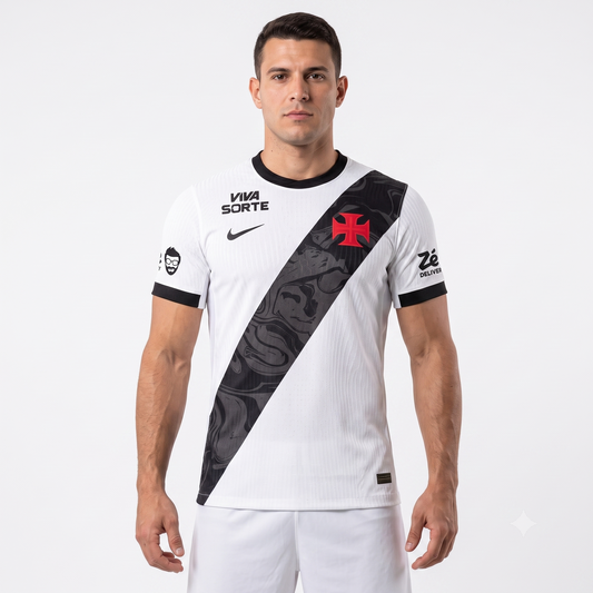 Vasco Away 26/27 Jogador Com Patrocínios Nike - Branca e Preta