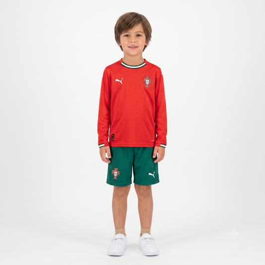 Kit Infantil Portugal Home Manga Longa 25/26 - Vermelho