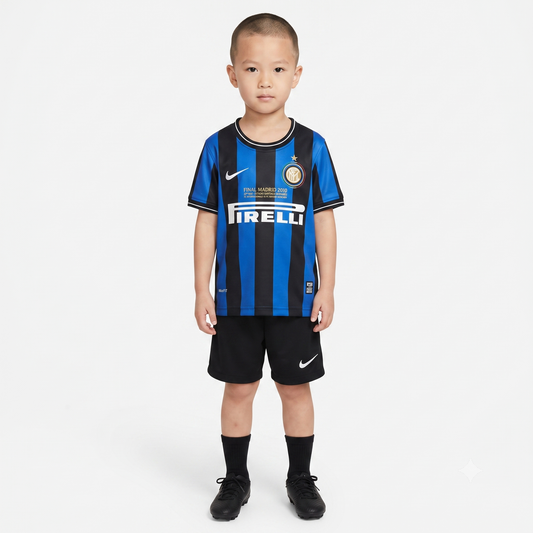 Kit Infantil Inter de Milão Home Retrô 09/10 - Azul e Preto