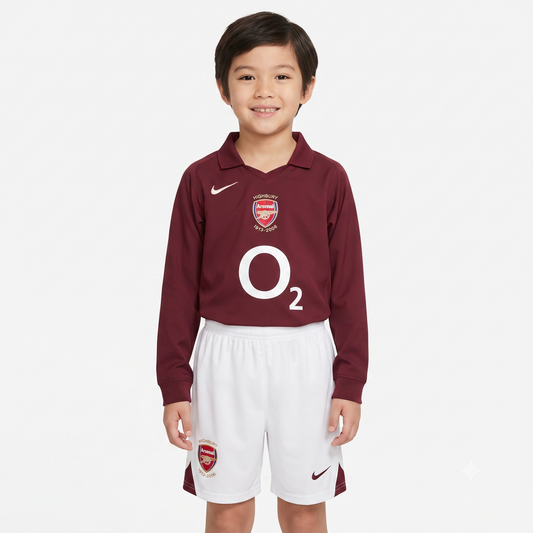 Kit Infantil Arsenal Away Retrô 05/06 Manga Longa - Vinho