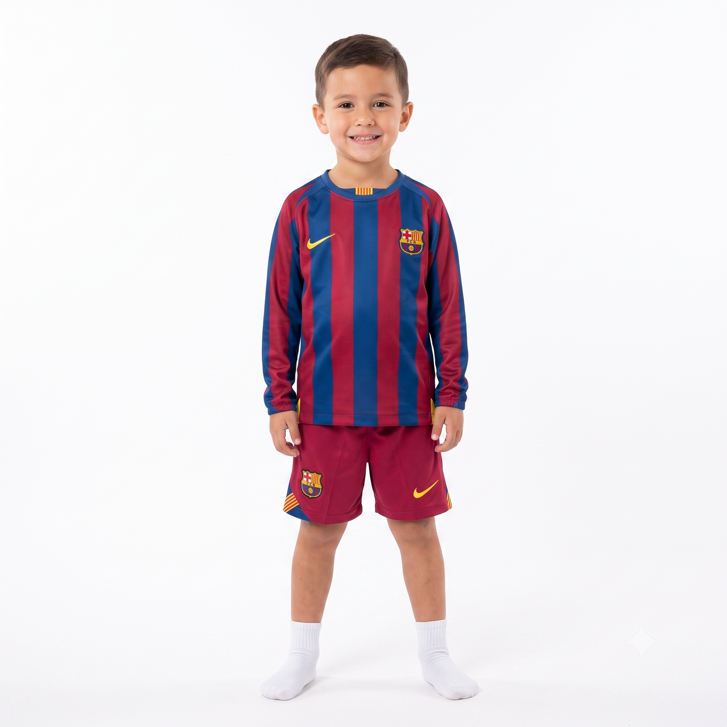Kit Infantil Barcelona Home Retrô 05/06 Manga Longa - Grená