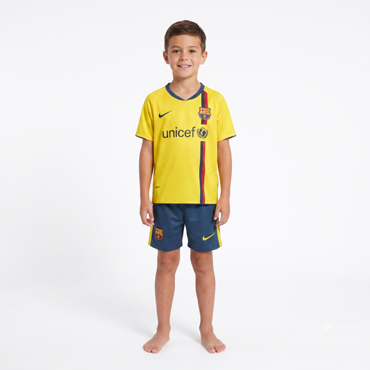 Kit Infantil Barcelona Away Retrô 08/09 - Amarelo