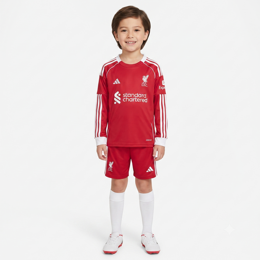 Kit Infantil Liverpool Home Manga Longa 24/25  - Vermelho