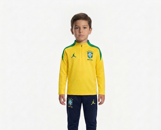 Kit Treino Agasalho + Calça Brasil - Amarelo