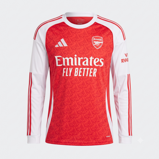 Arsenal Home 25/26 Manga Longa Adidas - Vermelho e Branco