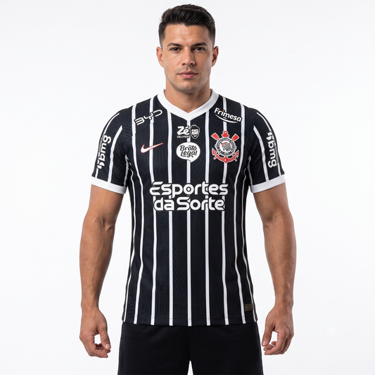 Corinthians Away 26/27 Jogador Com Patrocínios Nike  - Preta