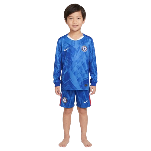 Kit infantil Chelsea Home 25/26 Manga Longa  - Azul