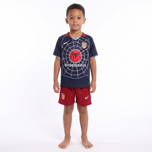 Kit Infantil Ateltico de Madrid Away Retrô 03/04 - Azul Escuro