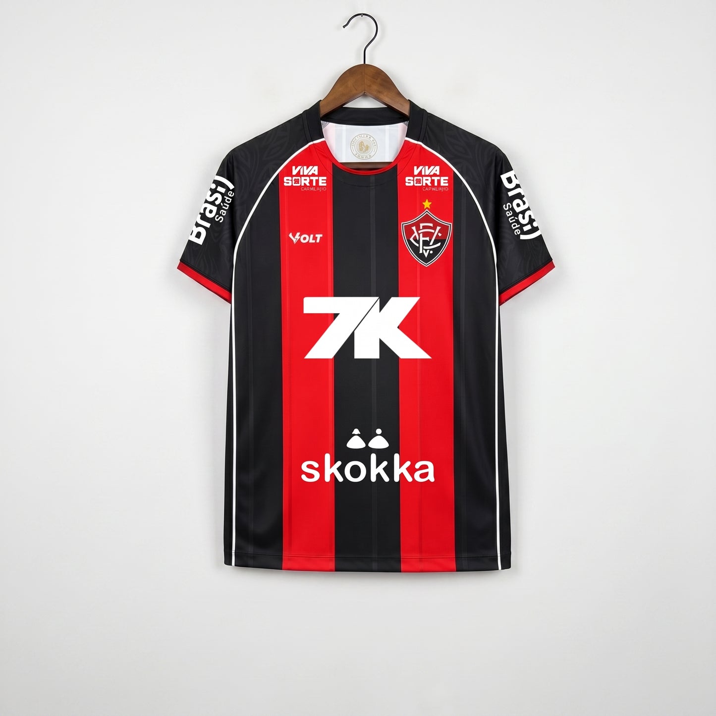 Vitória Home 26/27 Com Patrocinios Masculino -  Vermelho e Preto
