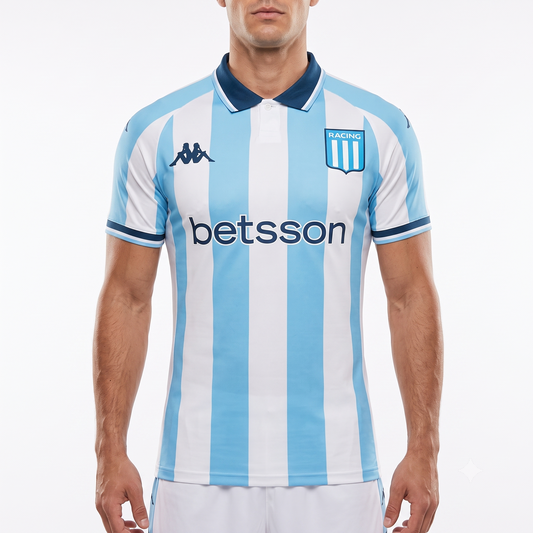Racing Home 25/26 Jogador Masculino Kappa - Azul Claro e Branco