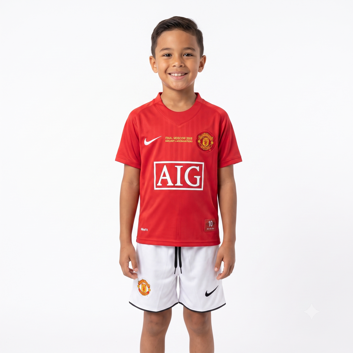 Kit infantil Manchester United Retrô Home 2008 - Vermelho
