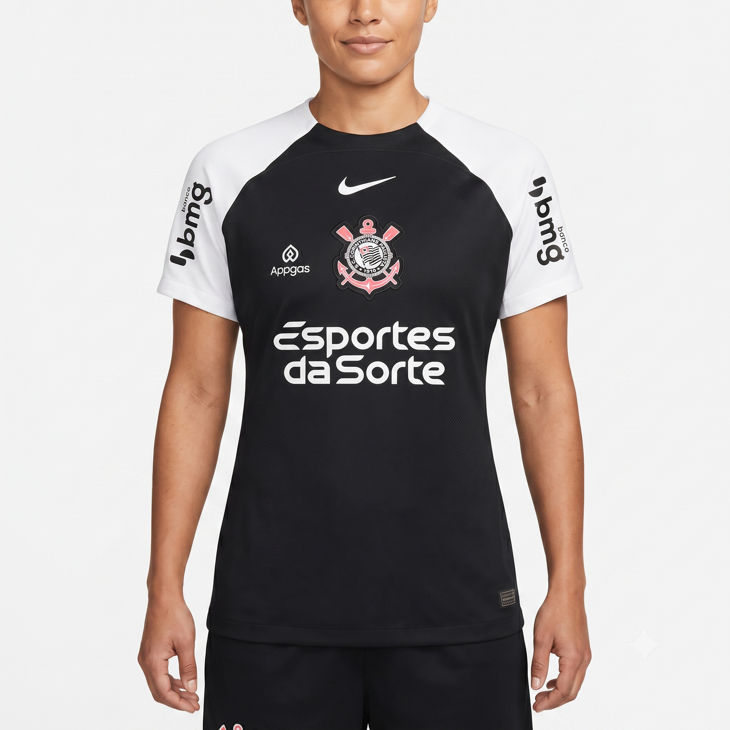 Corinthians Away 25/26 Torcedor Com Patrocínios Nike Feminina - Preta e Branca