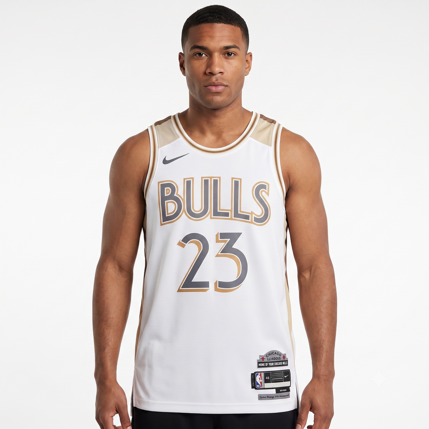 Regata Chicago Bulls Masculina - Branca e Dourada
