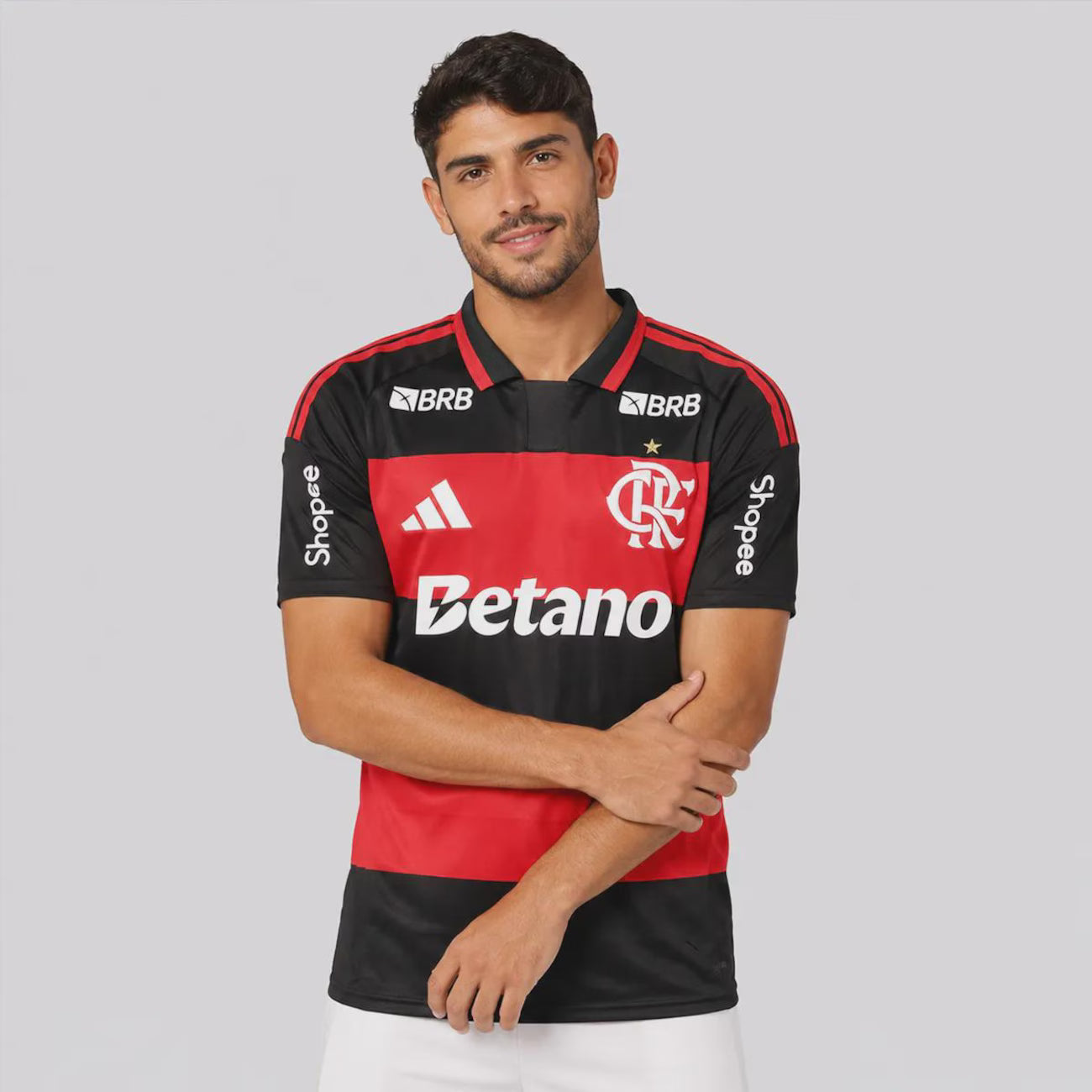 Flamengo Home 26/27 Torcedor Com Patrocínios Adidas Masculino - Vermelho e Preto