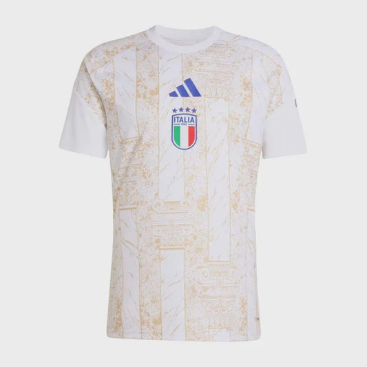 Itália Pré Jogo 26/27 Masculino Torcedor Adidas - Branca e Dourada