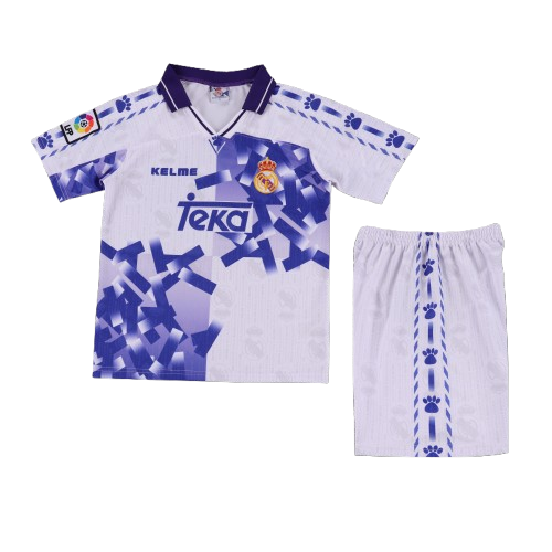Kit Infantil Real Madrid Third Retrô 96/97 Kelme - Azul e Branco