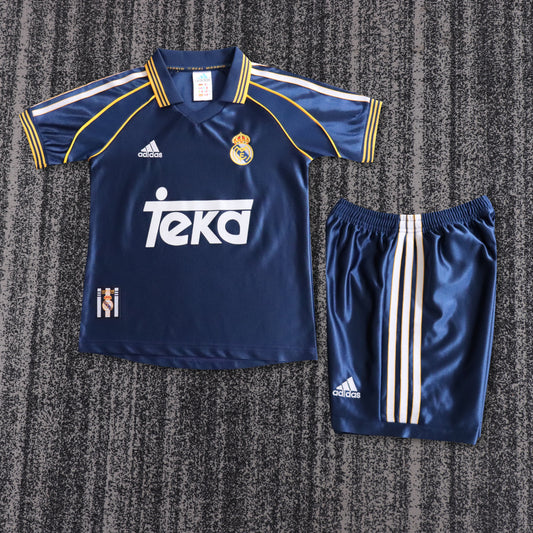 Kit Infantil Real Madrid Away Retrô 98/99 - Azul Marinho