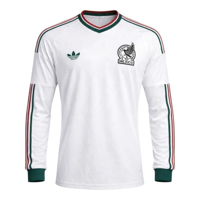 México Away Manga Longa 26/27 Masculino Torcedor Adidas  - Branca