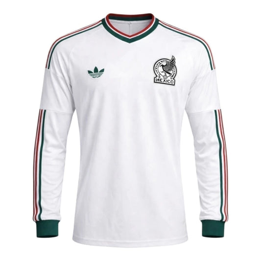 México Away Manga Longa 26/27 Masculino Torcedor Adidas  - Branca