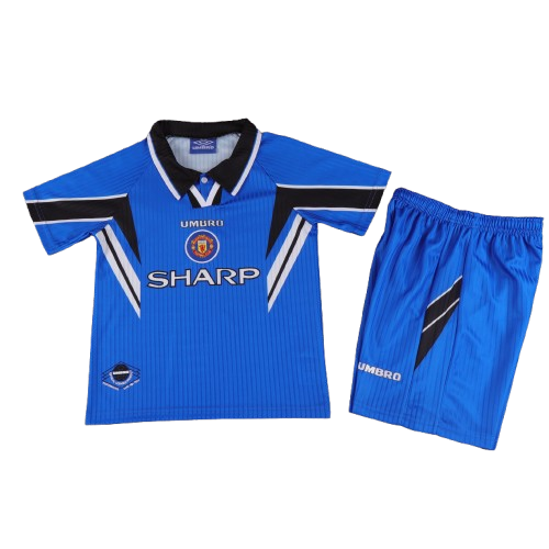 Kit infantil Manchester United Retrô Third 96/97 . - Azul