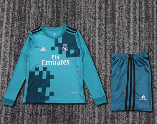 Kit Infantil Real Madrid Away Retrô Manga Longa 17/18 - Verde