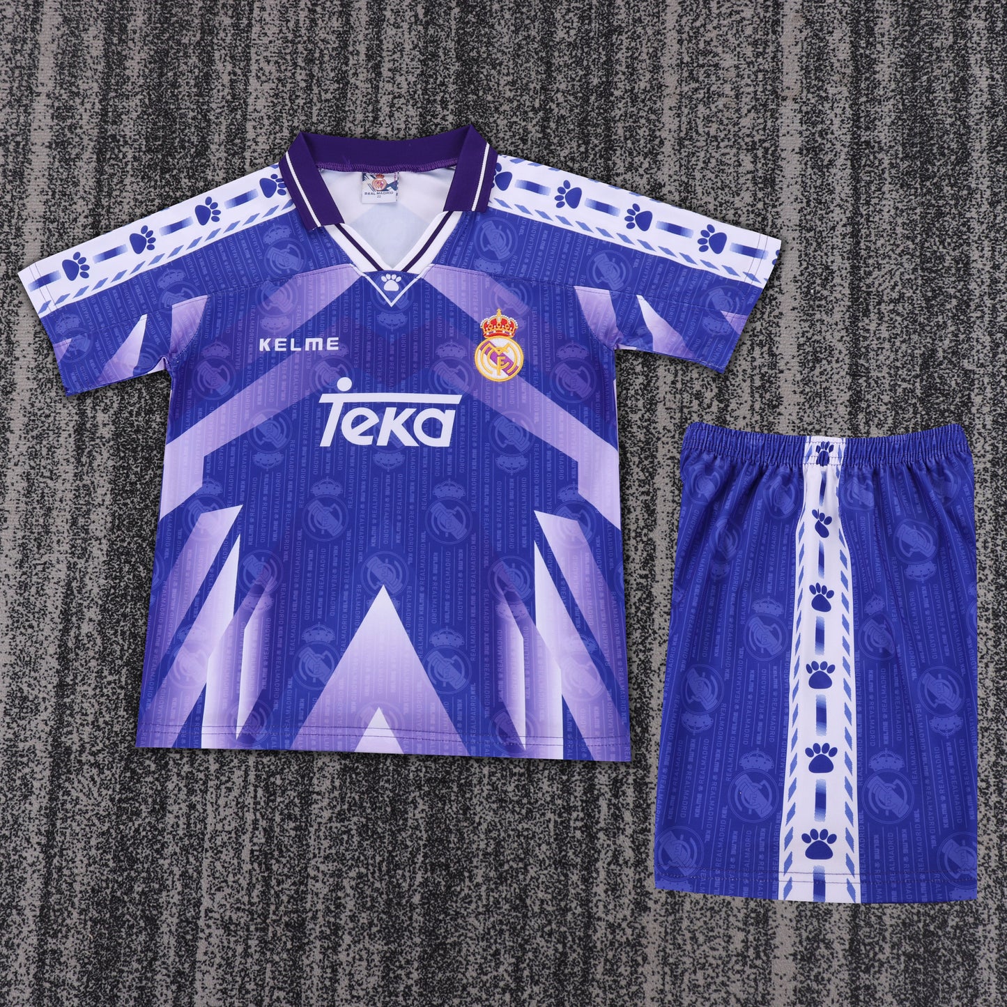 Kit Infantil Real Madrid Away Retrô 96/97 Kelme - Azul
