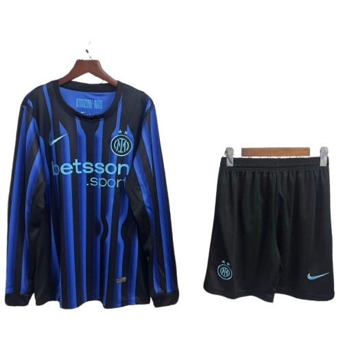 Kit Infantil Inter de Milão Home Manga Longa 25/26  - Azul e Preto