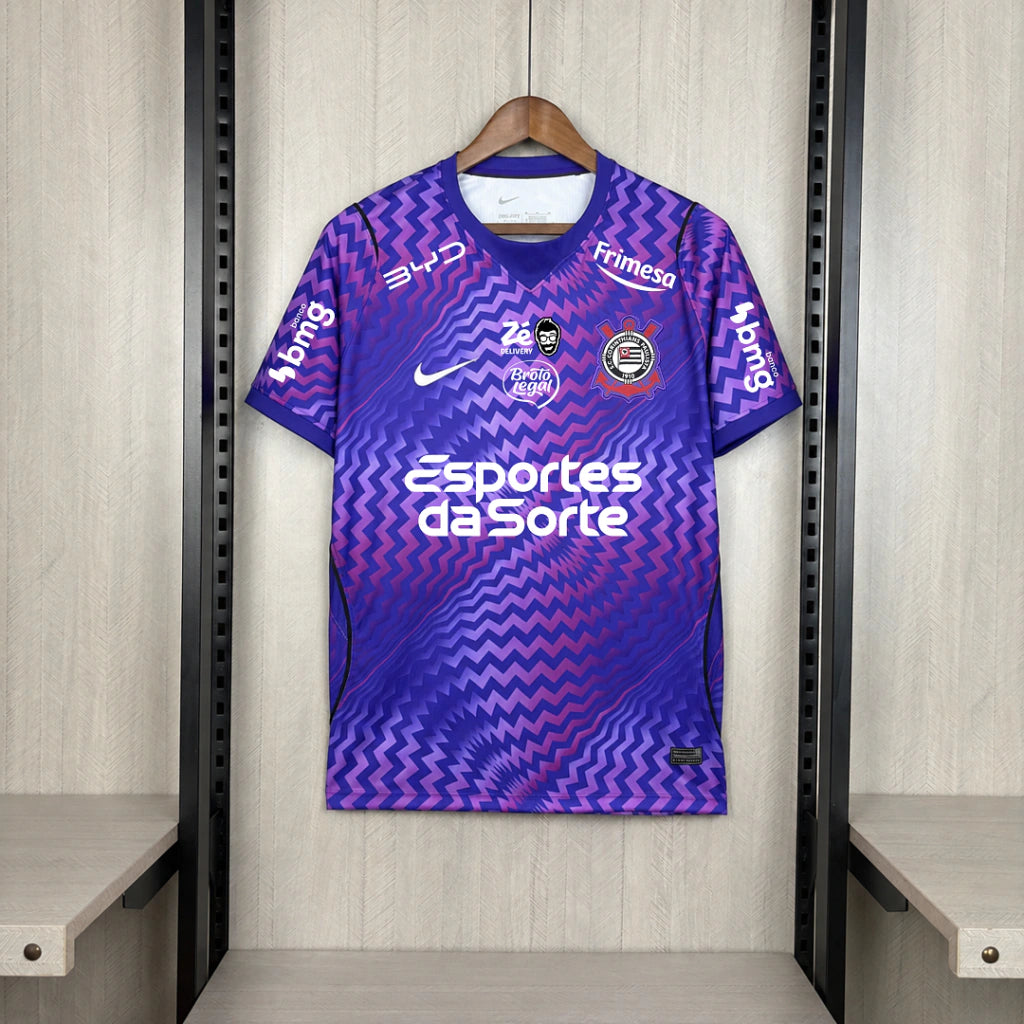 Corinthians Goleiro 26/27 Torcedor Com Patrocínios Nike - Roxa