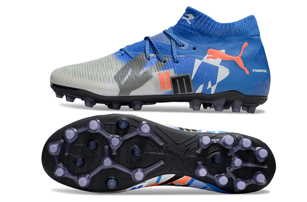 Chuteira Society Puma Future 8 Ultimate Match Pro - Azul e Cinza