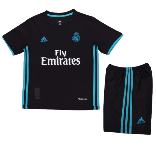 Kit Infantil Real Madrid Away Retrô 16/17 - Preto