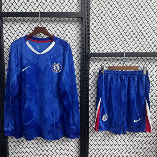 Kit infantil Chelsea Home 25/26 Manga Longa  - Azul
