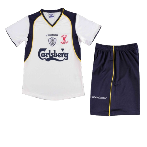 Kit Infantil Liverpool Away Retrô 01/02  Reebok - Branco