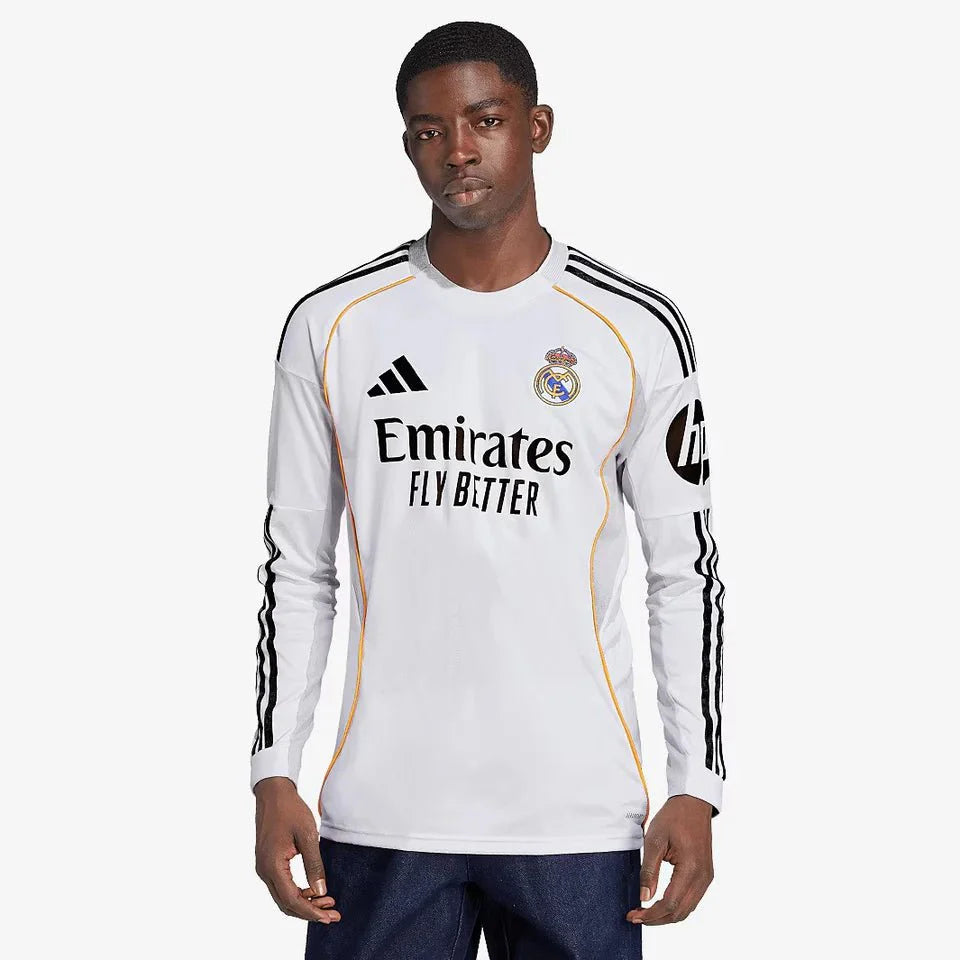 Real Madrid Home 25/26 Manga Longa Adidas - Branca