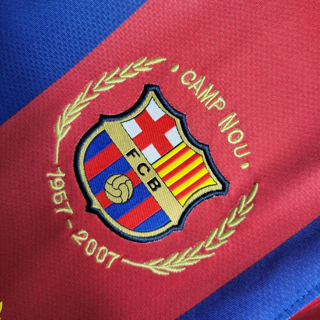 Barcelona Home Retrô 07/08 Manga Longa Nike - Grená