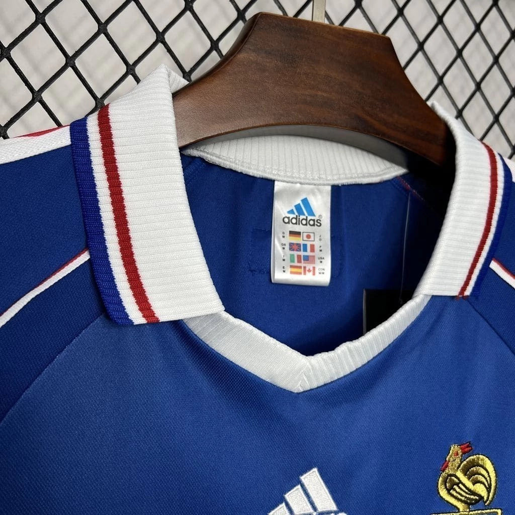 França Home Retrô 1998 Masculino Adidas  - Azul