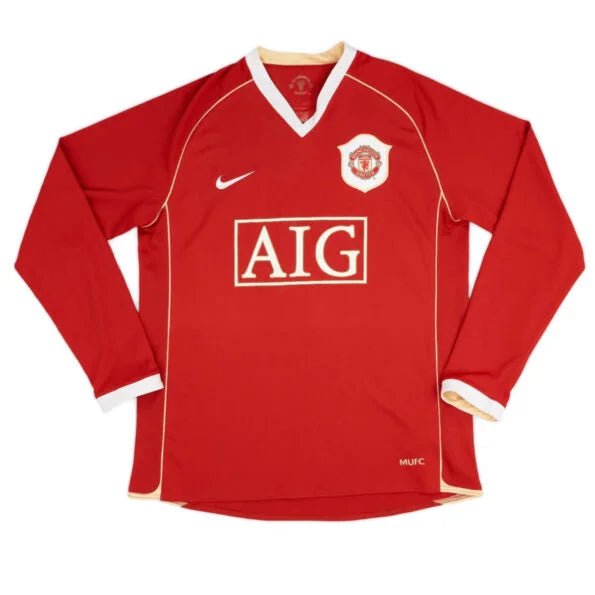 Manchester United Home Retro 06/07 Manga Longa Nike - Vermelho