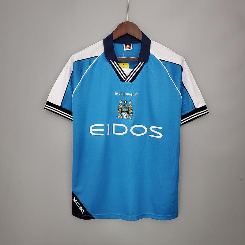 Manchester City Home Retrô 99/01 Lec Coq - Azul