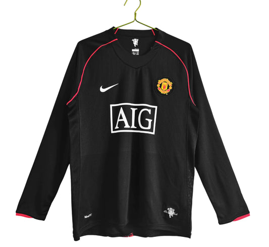 Manchester United Away Retro 2007 Nike Manga Longa - Preta