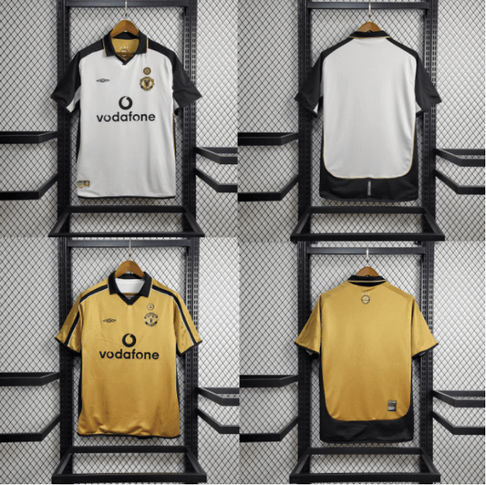 Manchester United Retro 01/02 Away Dupla face Umbro - Dourada e Branca
