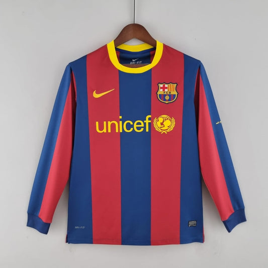 Barcelona Home Retrô 10/11 Manga Longa Nike - Grená