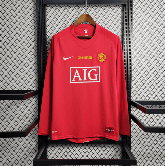 Manchester United Home 07/08 Retrô Manga Longa Nike - Vermelha